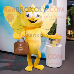 Yellow Tooth Fairy mascot costume character dressed with a Bikini and Wallets