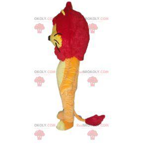 Orange yellow and red lion mascot with a pretty mane -