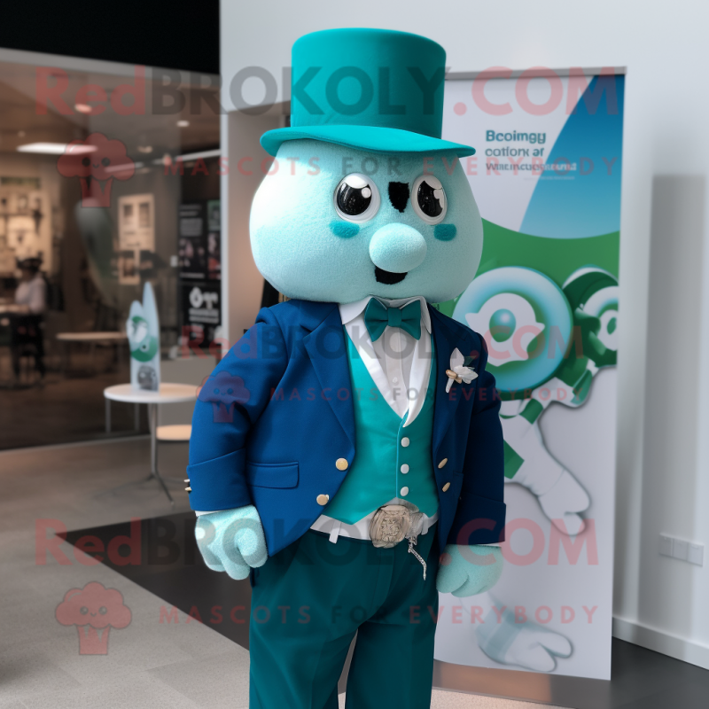 Turquoise Irish Flag mascot costume character dressed with a Blazer and Ties Turquoise Irish Flag mascot costume character dressed with a Blazer and Ties