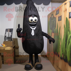 Black Asparagus mascot costume character dressed with a Oxford Shirt and Ties