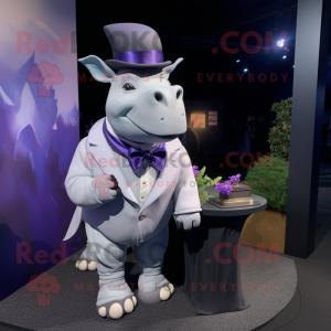 Lavender Rhinoceros mascot costume character dressed with a Tuxedo and Beanies