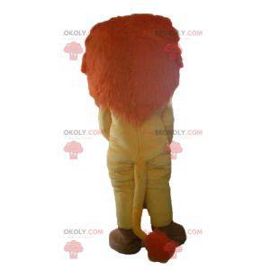 Orange gul og hvid løve maskot med en smuk manke -
