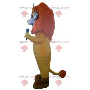 Orange yellow and white lion mascot with a beautiful mane -