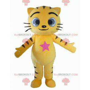 Yellow and black cat mascot with big eyes - Redbrokoly.com