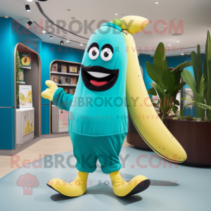 Turquoise banaan mascotte...