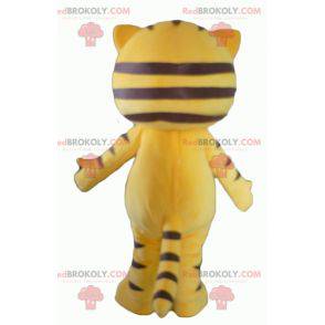 Geel en zwarte kat mascotte met grote ogen - Redbrokoly.com