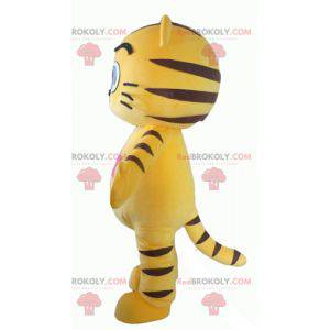 Geel en zwarte kat mascotte met grote ogen - Redbrokoly.com