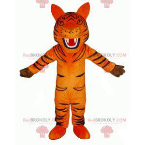 Ruggente mascotte tigre arancione e nera - Redbrokoly.com