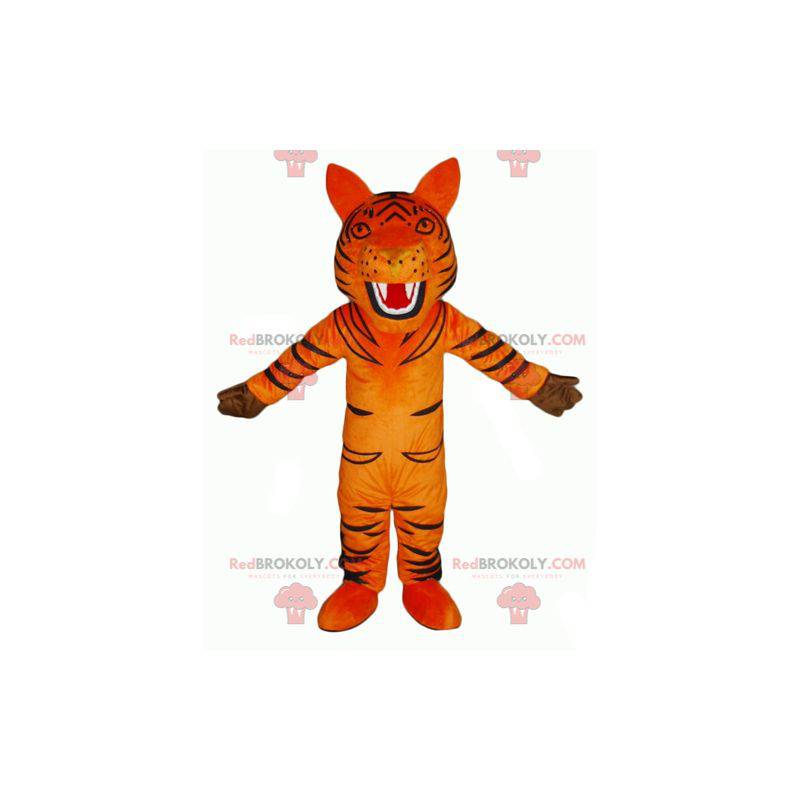 Mascota de tigre naranja y negro rugiente - Redbrokoly.com