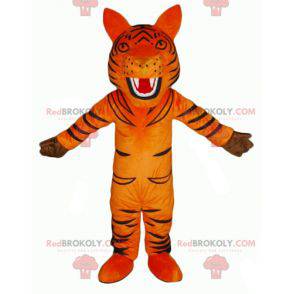 Mascota de tigre naranja y negro rugiente - Redbrokoly.com