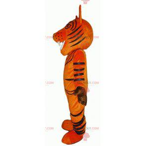 Brüllendes orange und schwarzes Tigermaskottchen -