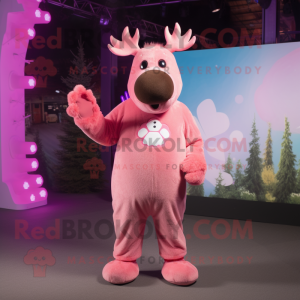 Pink Moose maskot kostym...