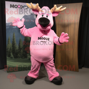 Pink Moose mascotte kostuum...