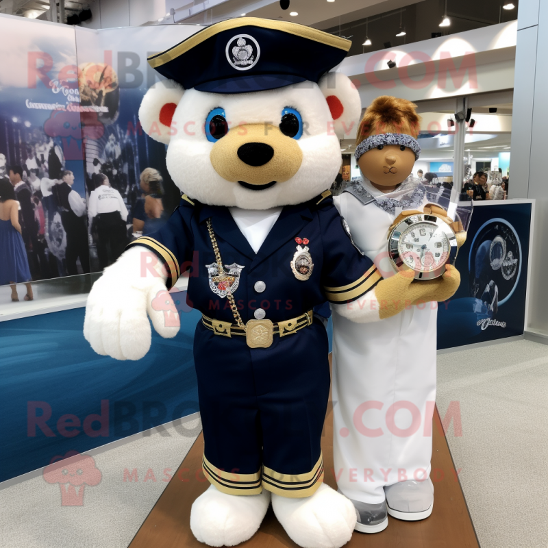 Navy Bracelet mascot costume character dressed with a Blouse and Watches Navy Bracelet mascot costume character dressed with a Blouse and Watches