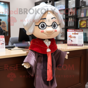 nan Attorney mascot costume character dressed with a Coat and Hair clips