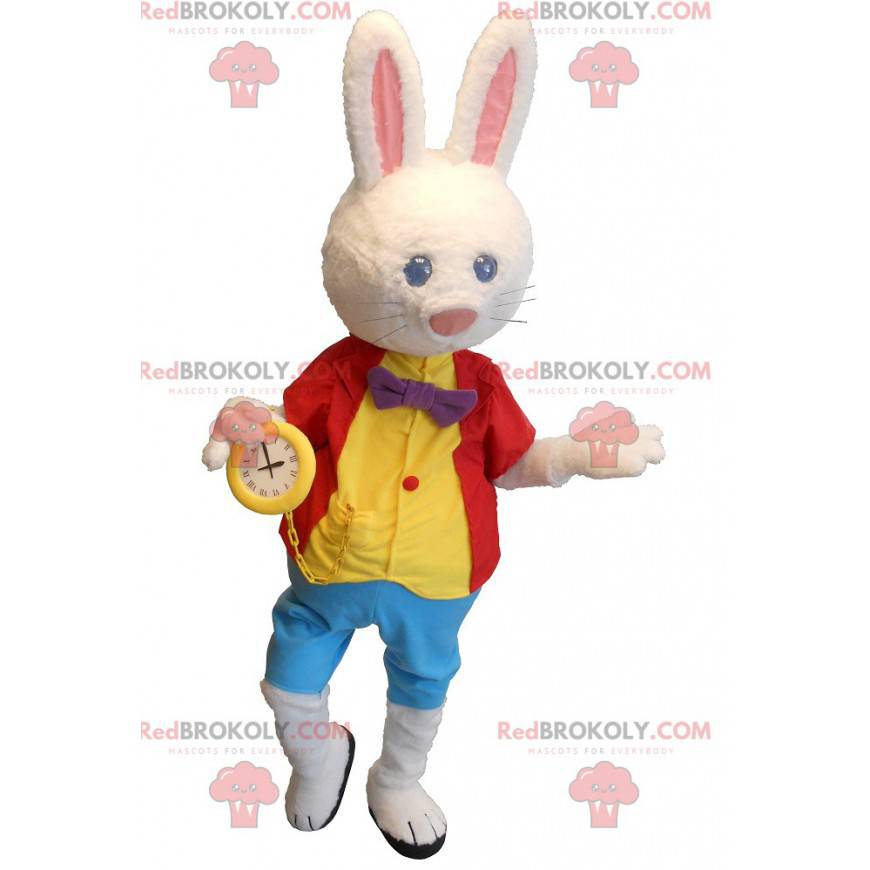 Mascotte du lapin blanc d'Alice aux pays des merveilles -