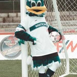 Green and white duck mascot in sportswear - Redbrokoly.com