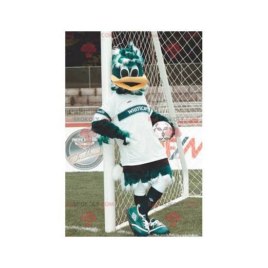 Mascotte groene en witte eend in sportkleding - Redbrokoly.com