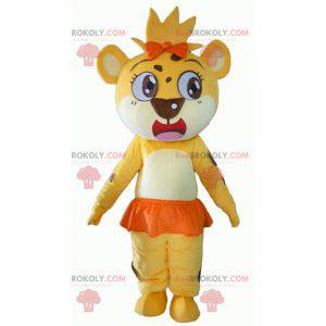 Mascote filhote de leão amarelo branco e laranja -
