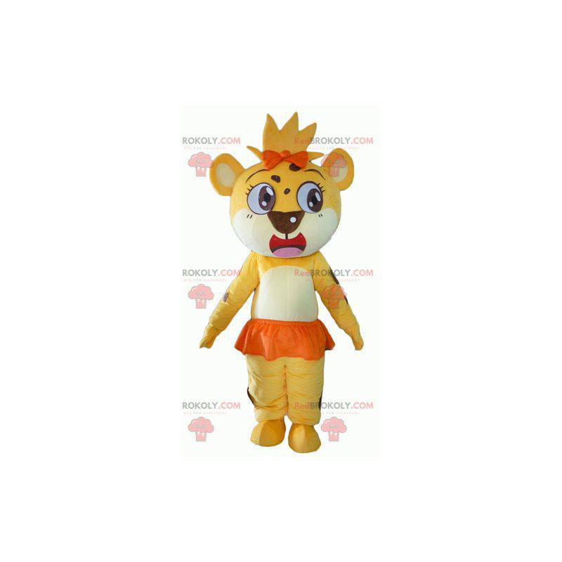 Lion cub maskot gul hvit og oransje - Redbrokoly.com