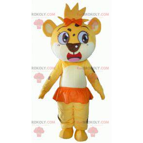 Lion cub mascot yellow white and orange - Redbrokoly.com