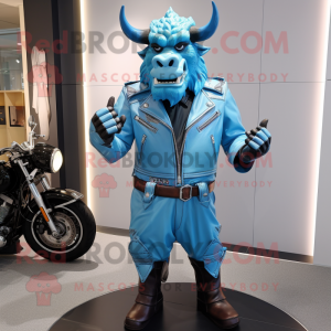 Sky Blue Minotaur maskot...