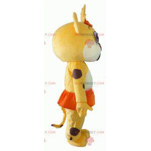 Leone mascotte cucciolo giallo bianco e arancione -