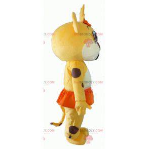 Leone mascotte cucciolo giallo bianco e arancione -
