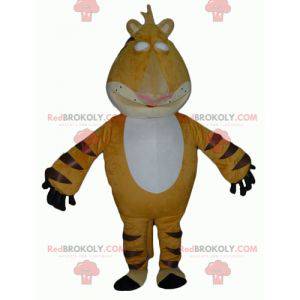 Giant and intimidating yellow white and black tiger mascot -