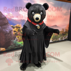 Black Bear mascot costume character dressed with a A-Line Skirt and Shawls