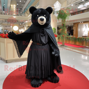 Black Bear mascot costume character dressed with a A-Line Skirt and Shawls