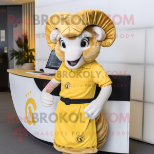 Gold Ram maskot kostume...