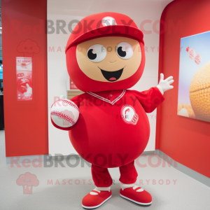 Red Baseball Ball mascotte...