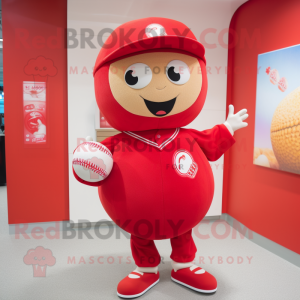 Red Baseball Ball maskot...