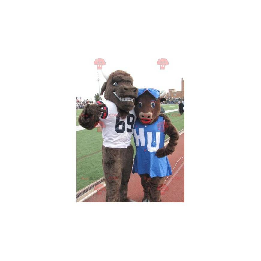 2 mascotte di mucca e toro marrone - Redbrokoly.com 2 mascotte di mucca e toro marrone - Redbrokoly.com