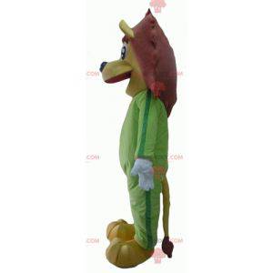 Gul och brun lejonmaskot i grön kombination - Redbrokoly.com