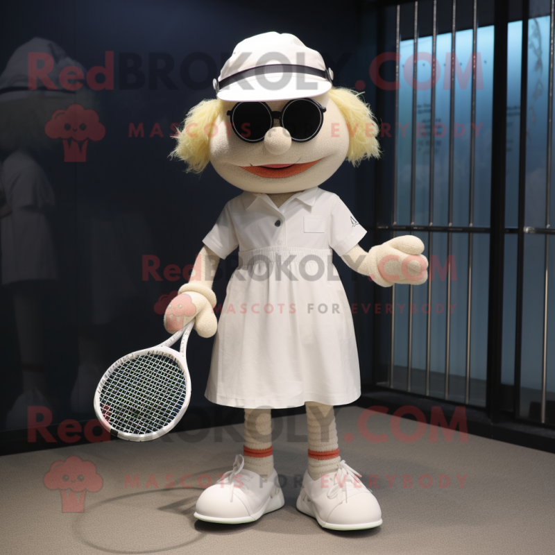 nan Tennis Racket mascot costume character dressed with a Culottes and Hats nan Tennis Racket mascot costume character dressed with a Culottes and Hats