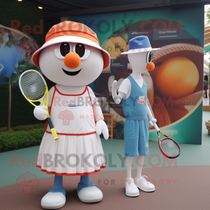 nan Tennis Racket mascot costume character dressed with a Culottes and Hats nan Tennis Racket mascot costume character dressed with a Culottes and Hats