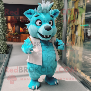 Cyan Wild Boar maskot drakt...