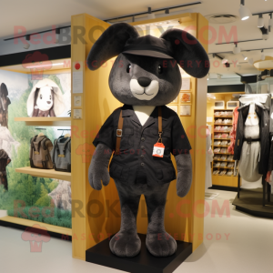 Black Rabbit mascot costume character dressed with a Shorts and Hats