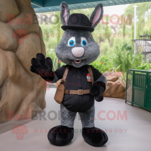 Black Rabbit mascot costume character dressed with a Shorts and Hats