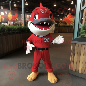 Red Shark mascotte kostuum...