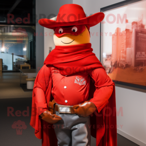 Röd Cowboy maskot kostym...