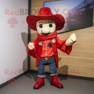Rød Cowboy maskot kostume...