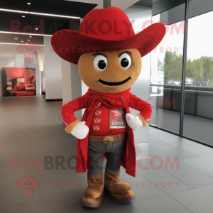 Rød Cowboy maskot kostume...