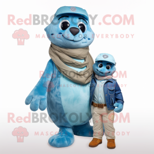 Cyan Navy Seal maskot...