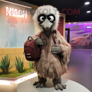 nan Ostrich mascot costume character dressed with a Hoodie and Messenger bags