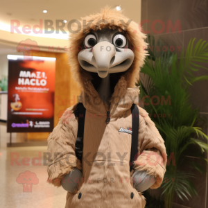 nan Ostrich mascot costume character dressed with a Hoodie and Messenger bags
