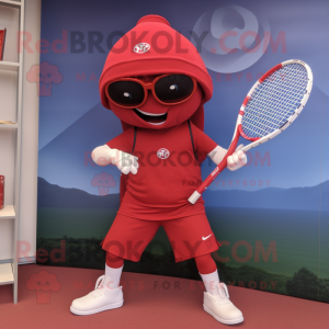 Rød tennisracket maskot...