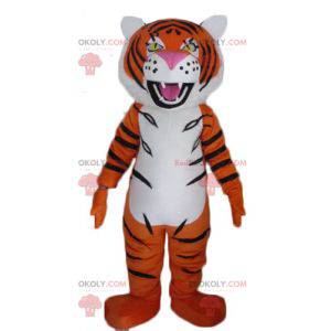 Brullende zwart-wit oranje tijger mascotte - Redbrokoly.com